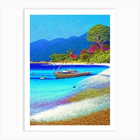 Gili Air Indonesia Pointillism Style Tropical Destination Art Print