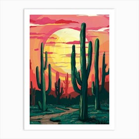 Cactus Sunset Art Print