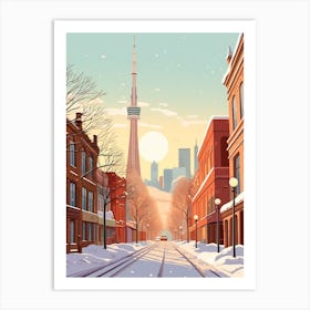 Vintage Winter Travel Illustration Toronto Canada 2 Art Print