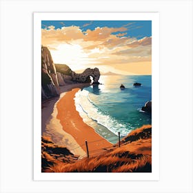 A Vibrant Painting Of Durdle Door Beach Dorset 1 Art Print