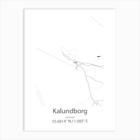 Kalundborg,Denmark Minimalist Map Art Print