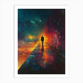 Man Walking In The Dark Art Print