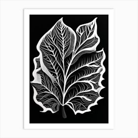 Plum Leaf Linocut 4 Art Print