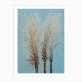 Pampas Grass blue painting Art Print