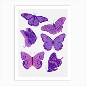 Texas Butterflies   Purple And Pink Art Print
