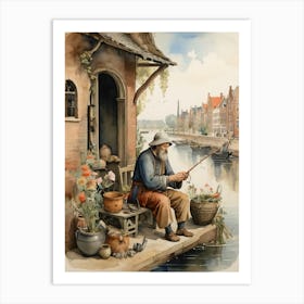 Man Fishing Art Print