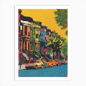 Crown Heights New York Colourful Silkscreen Illustration 4 Art Print