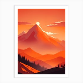 Misty Mountains Vertical Background In Orange Tone 16 Art Print