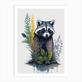 Leonardo Diffusion Raccoon Forest Watercolor Painting Colorfu 2 Art Print