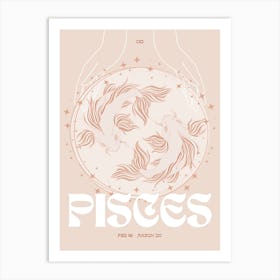 Beige Zodiac Pisces Art Print