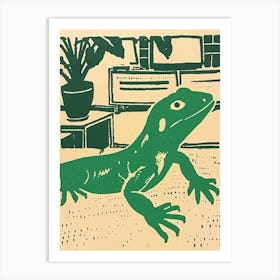 Lizard In The Living Room Block 3 Art Print