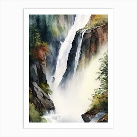 Mardalsfossen, Norway Water Colour  (2) Art Print