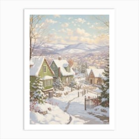 Vintage Winter Illustration Kiruna Sweden Art Print