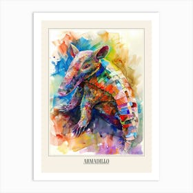 Armadillo Colourful Watercolour 1 Poster Art Print