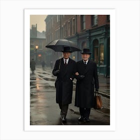 Two Men With Umbrellas Art Print