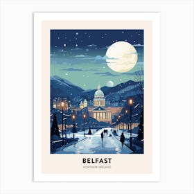Winter Night  Travel Poster Belfast Northern Ireland 1 Art Print