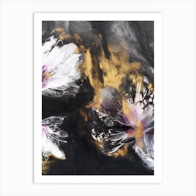 Black Background Abstract Flowers 1 Art Print