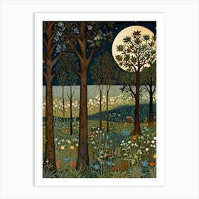 William Morris Moonlight In The Woods 29 Art Print