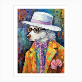 Tailored Tuxedo Pooch; Dog Couture In Oil Art Print