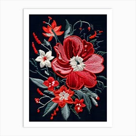 Floral Embroidery Design Art Print