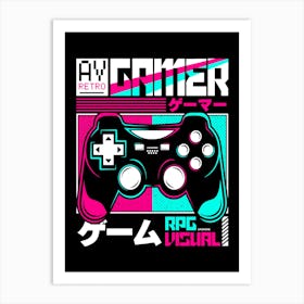 AV Retro Gamer Neon Art Print