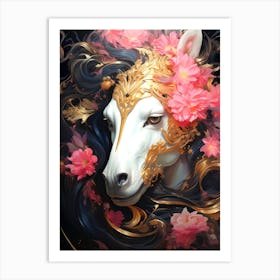 Horse With Flowers 5 Art Print