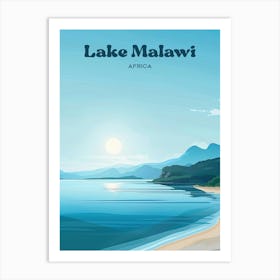 Lake Malawi Tranquil Digital Travel Illustration Art Print