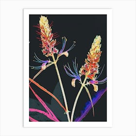 Neon Flowers On Black Prairie Clover 2 Art Print