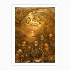 Golden Swirls Art Print