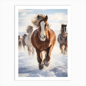 Horses Running In The Snow 1 Art Print