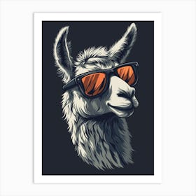 Funny Llama with sunglasses Art Print