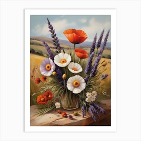 Poppies In A Vase Floral Art Art Print