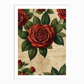 Roses On Paper Art Print