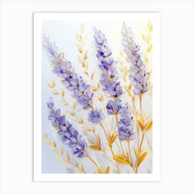 Lavender Plant And Golden Leaves Art Print