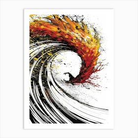 Surfer In Flames Art Print