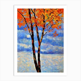 Birch 2 tree Abstract Block Colour Art Print