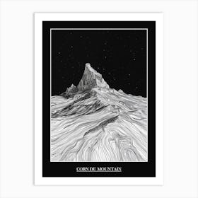 Corn Du Mountain Line Drawing 2 Poster Art Print