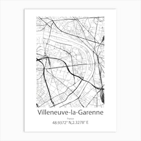 Villeneuve La Garenne,France Minimalist Map Affiche