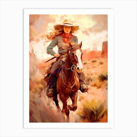 Cowgirl Impressionism Style 6 Art Print