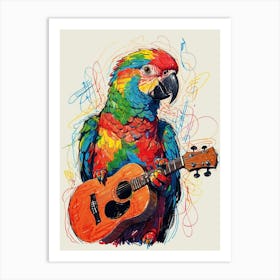 Parrot Playing Guitar Canvas Print Art Print