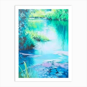 Pond Waterscape Marble Acrylic Painting 1 Art Print