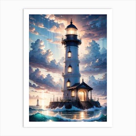 A Lighthouse In The Middle Of The Ocean 35 Art Print