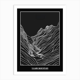 Y Garn Mountain Line Drawing 4 Poster Art Print