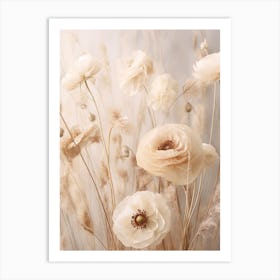 Boho Dried Flowers Ranunculus 1 Art Print