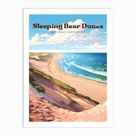 Sleeping Bear Dunes National Lakeshore Michigan Nature Travel Illustration Art Print