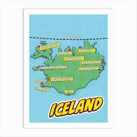 Iceland Pop Art Map Art Print