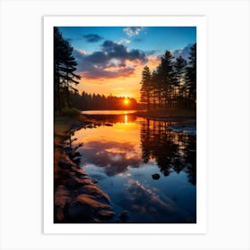 Sunset In The Woods Art Print