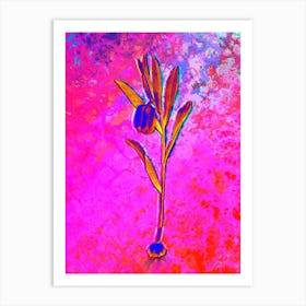 Fritillaria Latifolia Botanical in Acid Neon Pink Green and Blue n.0362 Art Print