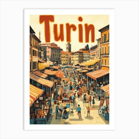 Aihrgdesign A 1970s Inspired Travel Poster For Turin Depictin E6b14538 Ae0b 4afb 9aa0 Fdd4e0a31d67 0 Art Print