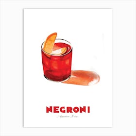 Negroni Cocktail Painting Art Print